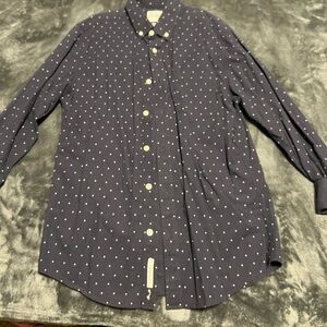Goodfellow & Co Dark Blue Button Down Shirt with White Dots